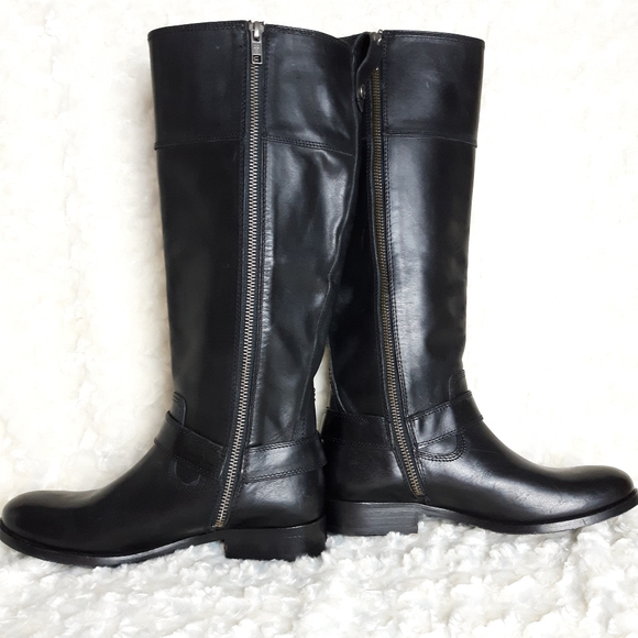 Frye Melissa Black leather buckle Harness Boots size 5.5 - Picture 3 of 8